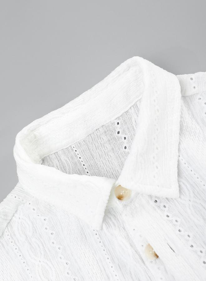 Take Two Men Eyelet Short Sleeve Shirt with Spread Collar - Image 4
